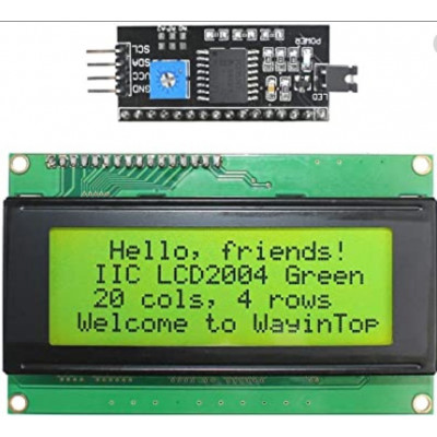I2C 20 Character 4 Line 2004 LCD Black on Green