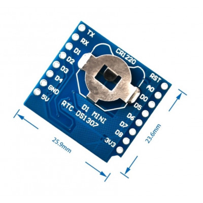 Real Time Clock + battery shield for WeMos D1 mini