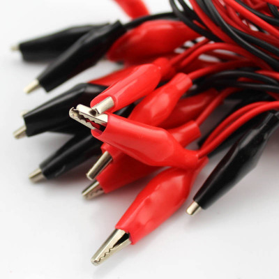 Red & Black Crocodile Clips Test Connector Wires (Pack of 10)