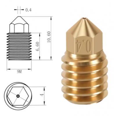 3D Printer Nozzle 0,4mm For Bambu Lab X1C/ P1P/ P1S