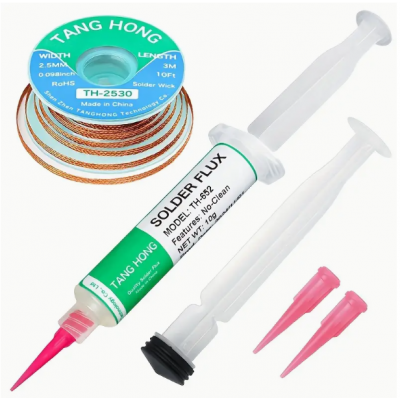 Soldering Flux 10ml and 2,5mmX3m Solder Wick Kit
