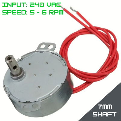 Motor Synchronous 220VAC 4W 5-6RPM (Metal Shaft)