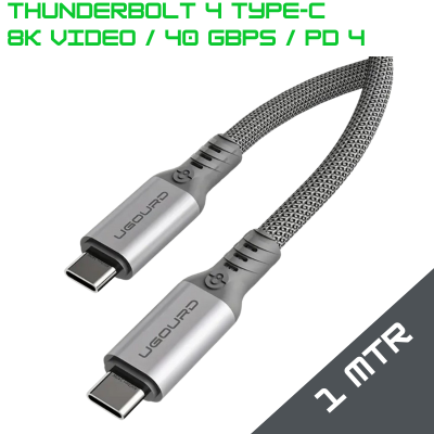 1Mtr Thunderbolt4 USB4 Type-C to C Cable