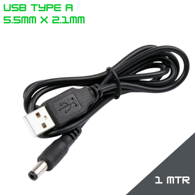 USB to DC 5.5x2.1mm Power Supply Cable
