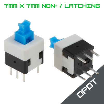7mm x 7mm 6-Pin Square DPDT Mini Self-locking Button