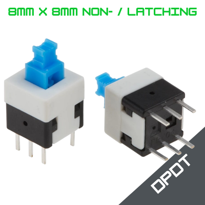 8mm x 8mm 6-Pin Square DPDT Non-Latching Button