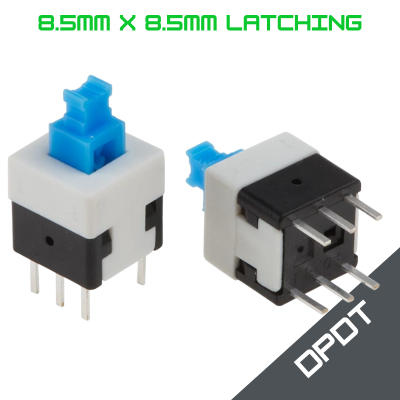 8mm x 8mm 6-Pin Square DPDT Latching Button