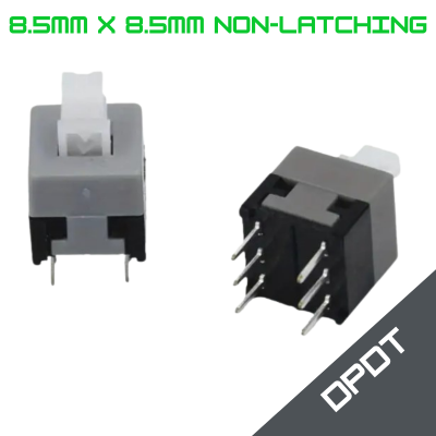 8.5mm x 8.5mm 6-Pin Square DPDT Latching Button