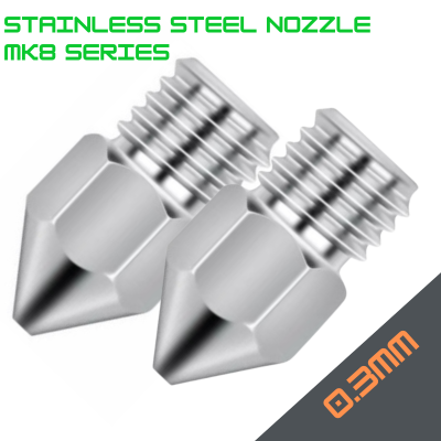 MK8 Nozzle S/Steel Small 0.4mm (Pack of 2)