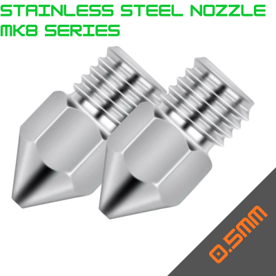 MK8 Nozzle S/Steel Small 0.5mm (Pack of 2)