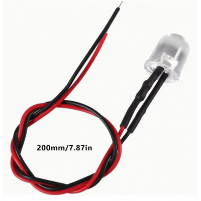 10mm 12V LEDs Pre-Connected WHITE (pack of 2)