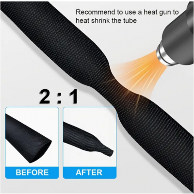 2:1 Heat-Shrinkable Braided Sleeving, 12mm diam. (per meter)