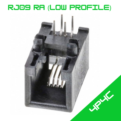 RJ09 Right Angle PCB Connector - Low Profile (4P4C)