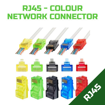RJ45 Network Connector (Pack of 5 - Random Colours)