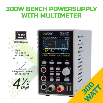 OWON SPM3103 300W Bench Power Supply with Integrated Multimeter and USB Control