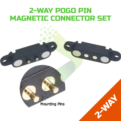 2-Way Pogo Pin Magnetic Connector with mounting holes