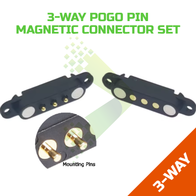 3-Way Pogo Pin Magnetic Connector with mounting holes